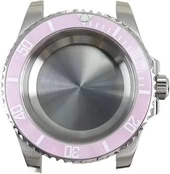40 mm klockfodral safir kristallglas rosa infattning