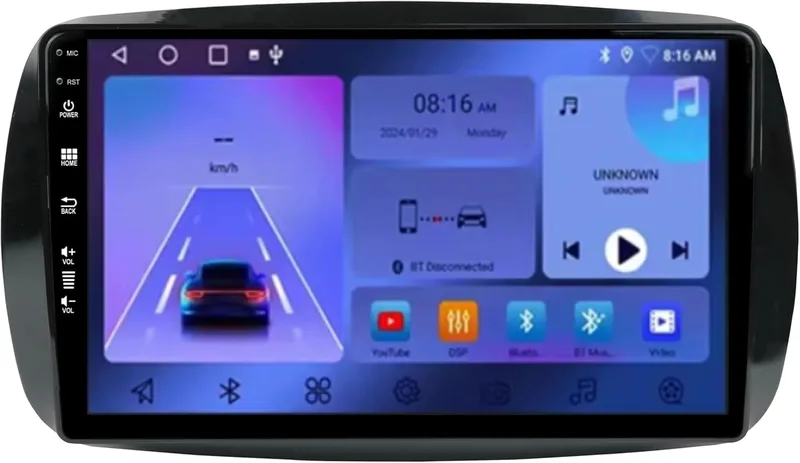 Trådlös Carplay-skärm Bilradio för Benz Smart 453 Fortwo