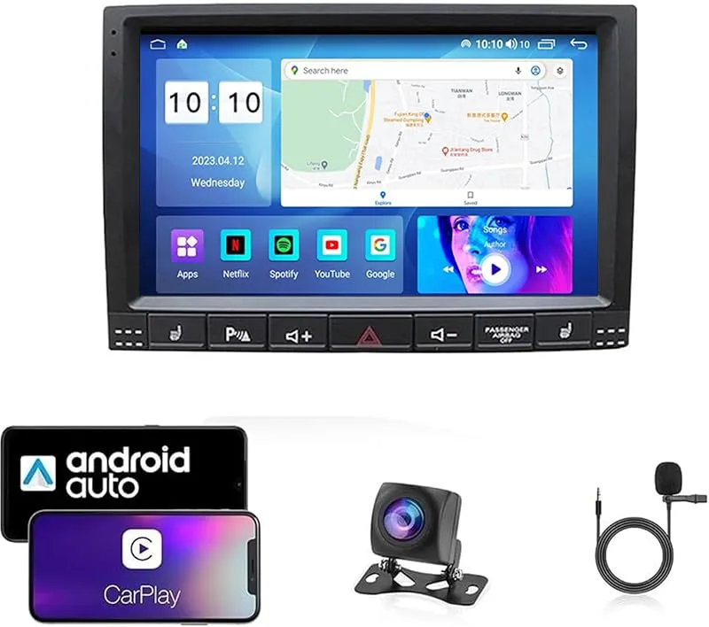 OTA Uppdatering Röststyrning Mirror Link för Touareg GP 2002-2010 Android 15 Bärbar Bilradio 9 Tum Trådlös Carplay Android Auto,4 Core Wifi 2G+32G