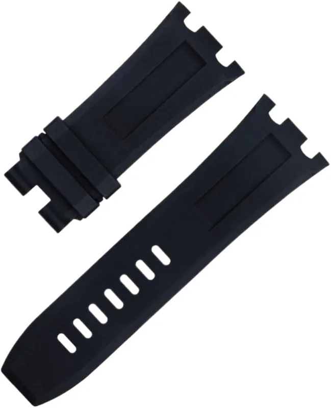 För Audemars och Piguet Belt 15710/15703 ingen snabb frigöring 28 mm natur mjuk fluor FKM gummiarmband tillbehör klockarmband (svart)