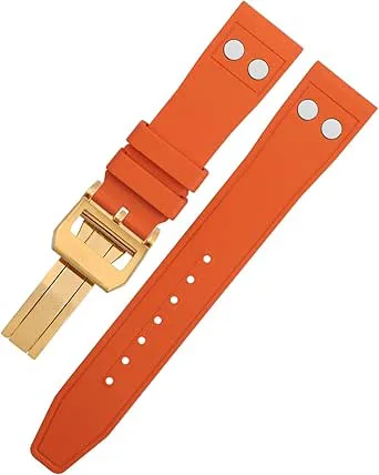 SAAWEE FKM naturlig fluororubber 22 mm 21 mm nit gummiband band för rem stor pilot Mark Portugieser mjukt armband, Apelsin