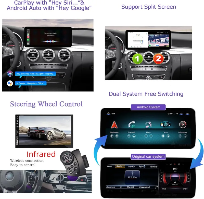 Trådlös Carplay & Android Auto Skärm för Alfa Romeo Mito 955 Bilradio GPS-navigering Röststyrning 4 Core Wifi 1G+32G