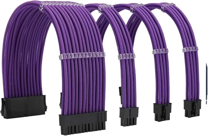 1 st 18 AWG 24 stift PCI-E 6+2 stift CPU 4+4 stift 350 mm förlängningskabel kit (B-r-g)