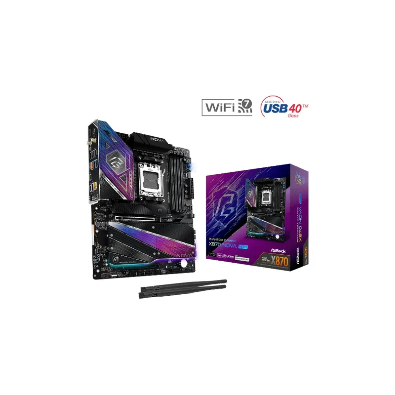 Asrock X870 NOVA WIFI moderkort, AM5, ATX