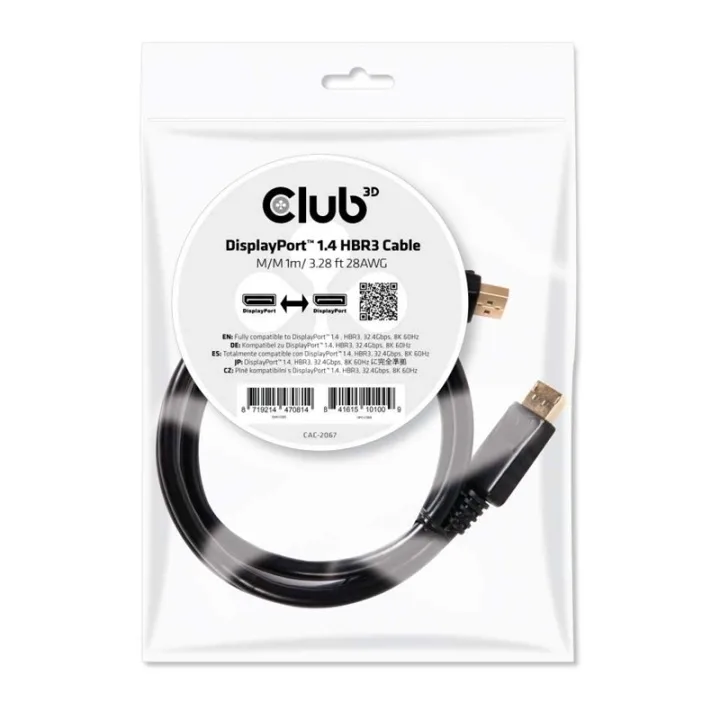 CLUB3D DisplayPort 1.4-kabel HBR3, 1 m, 8K60 Hz