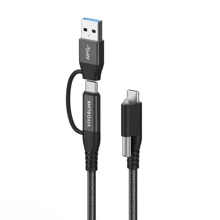 Vivolink USB-C-kabel 2-i-1, 1,5 m