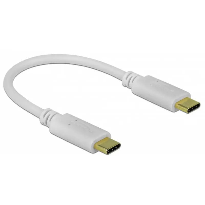 Delock USB-C Kabel USB-C®-kontakt, USB-C®-kontakt 0.15 m Vit guldpläterad kontakt 85357