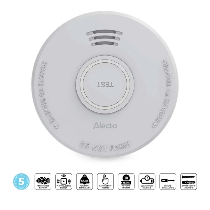 Alecto Rökdetektor med 5 års batteri Vit