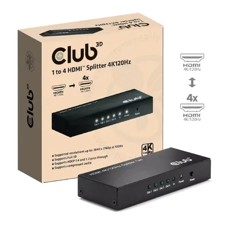 Club 3D CSV-1385 HDMI-splitter 1 till 4, 4K120Hz