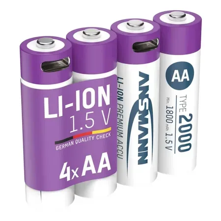 Ansmann litiumbatteri AA, 1800 mAh, laddningsbart