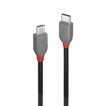 Lindy 36893 USB-kabel USB 2.0, 3 m, USB C till Micro-USB B, svart