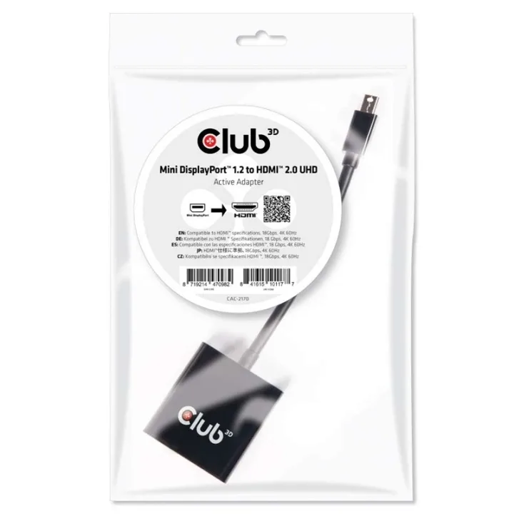 CLUB3D Mini DisplayPort 1.2 till HDMI 2.0-adapter, aktiv