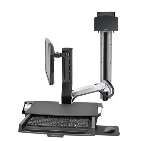 Ergotron SV Combo System with Worksurface & Pan, Small CPU Holder monteringssats