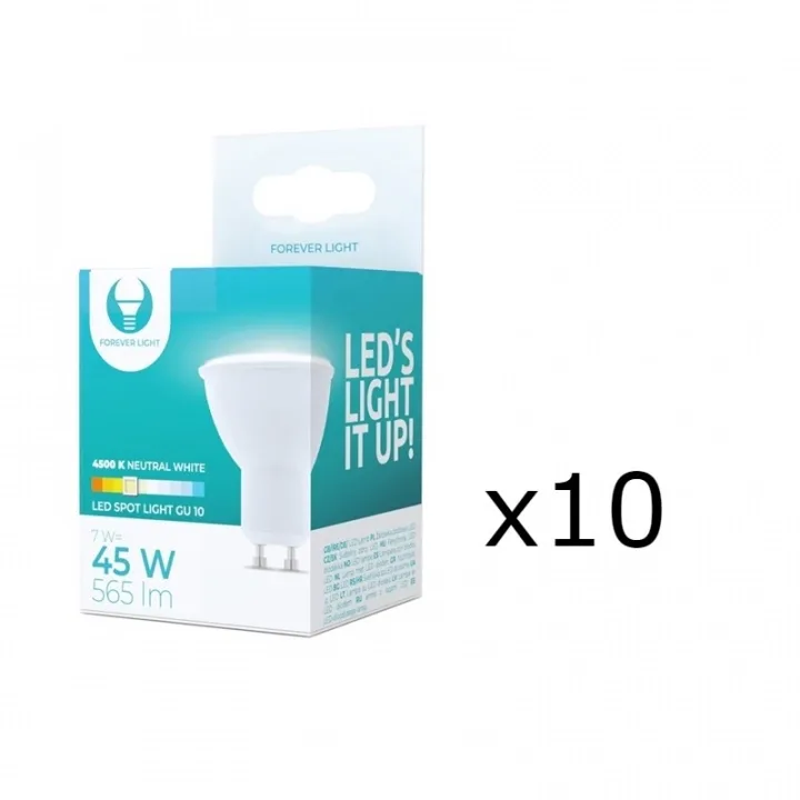 LED-Lampa GU10, 7W, 230V, 4500K, 10-pack, Vit neutral