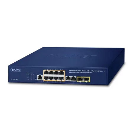 PLANET IPv4/IPv6 8-portars switch, hanterad L2/L4, Gigabit Ethernet (10/100/1000), PoE