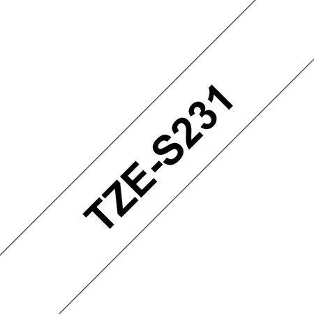 Brother TZe-S231 laminerad etikettejp, svart på vitt