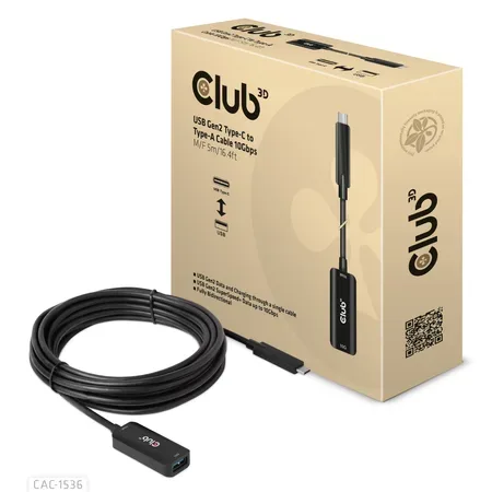 Club 3D - USB typ C-förlängningskabel - 24 pin USB-C till USB typ A