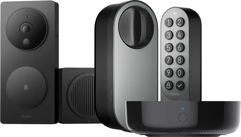 Aqara Smart Lock U200 Svart + Smart Video Doorbell G4 + Hub M200