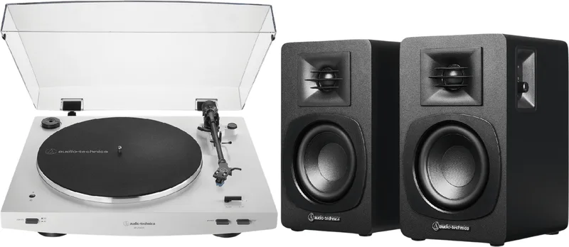 Audio Technica AT-LP3XBT Skivspelare Vit + SP3X Högtalare