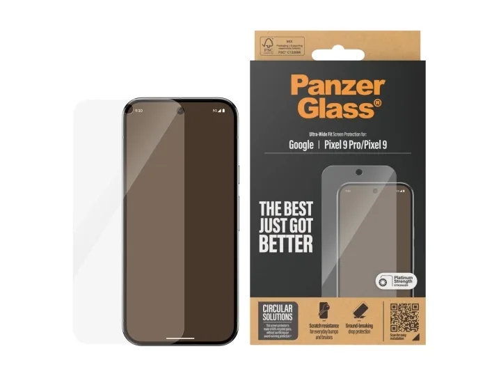 PanzerGlass skärmskydd för Google Pixel 9 och 9 Pro, Ultra-Wide Fit