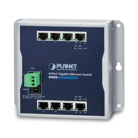 PLANET WGS-803 nätverksswitch, ohanterad L2, Gigabit Ethernet, svart