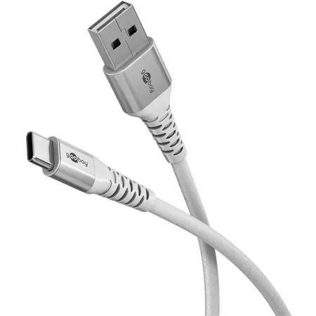 Goobay Supersoft USB-C till USB-A-kabel i textil, 1 m, vit