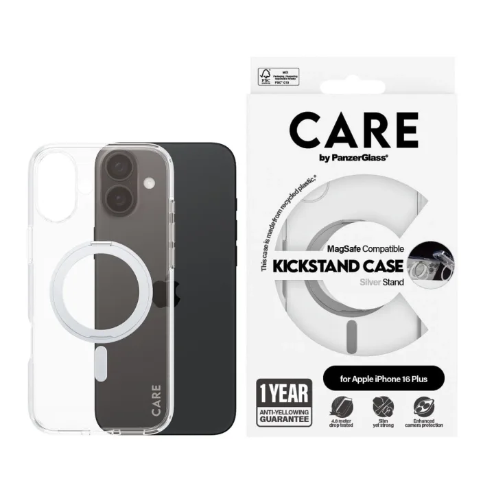 CARE by PanzerGlass fodral till iPhone 16 Plus, transparent, MagSafe