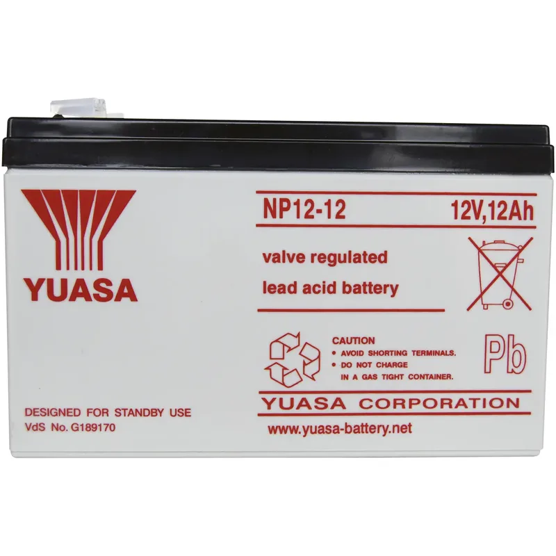 Yuasa NP12-12 Blybatteri 12 V 12 Ah Bly AGM (B x H x D) 151 x 98 x 98 mm Stickkontakt 6.35 mm Underhållsfri, VDS-certifiering