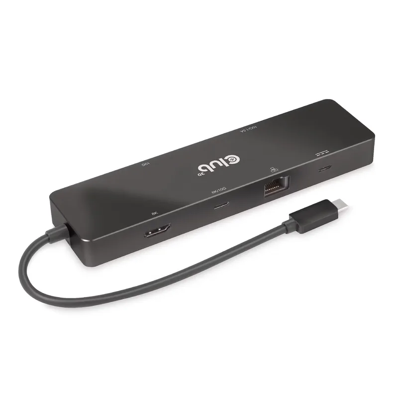 Club 3D 6-i-1 bärbar dockningsstation för dubbla skärmar med USB Type-C Video 4K60Hz -PD 100W