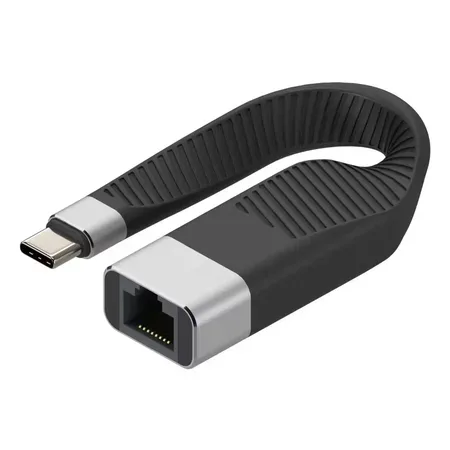 Techly flexibel USB-C till RJ45-adapter, svart