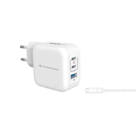 CONCEPTRONIC Laddare 3-port 67W, 2xUSB-C, 3-i-1 USB-A PD vit