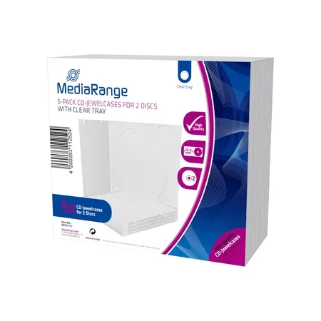 MediaRange CD-fodral dubbel, transparent, 5-pack