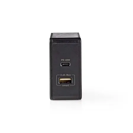 Nedis strömadapter 45 W med USB och USB-C, svart