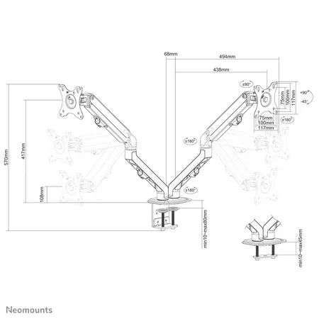 Neomounts FPMA-D650D bordsfäste för 2 skärmar