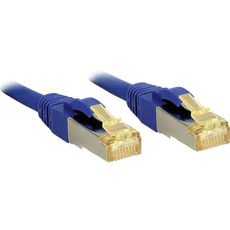 LINDY 47280 RJ45 Nätverkkabel, Patchkabel CAT 6a (råkabel CAT 7) S/FTP 3.00 m Blå med låsskydd 1 st