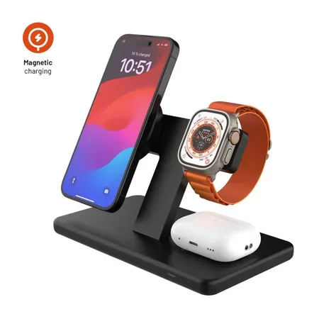 FIXED FIXMPOS-BK trådlös laddare, 2 x USB-C