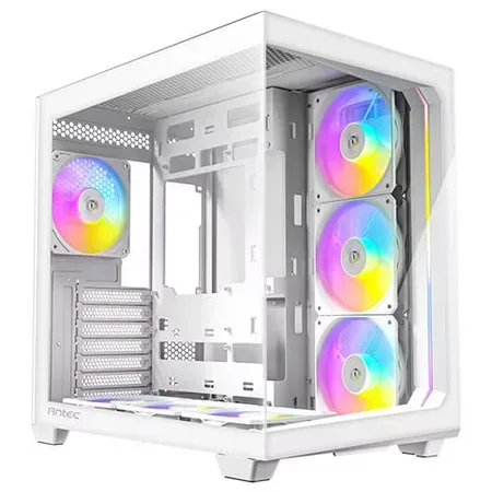 Antec C5 - Mid tower - ATX - genomskinlig sidopanel (härdat glas) - ingen strömförsörjning - vit - USB/Audio/Mic