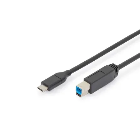 Digitus AK-300149-018-S USB-kabel, USB 2.0, USB-C till USB-B, 1,8 m, svart
