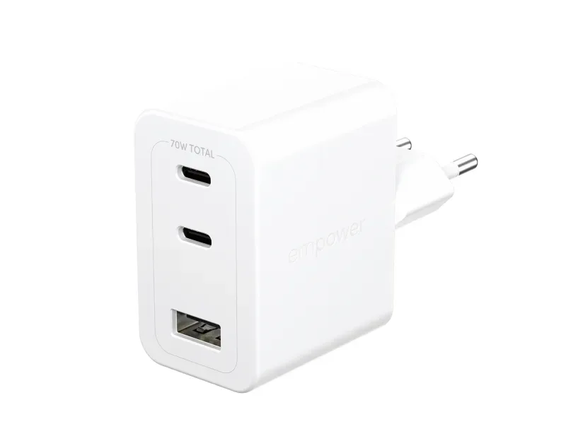 PanzerGlass empower by ® Turbo 70W multiladdare inkl. 2 x USB-C + USB-A | EU-kontakt | Silvervit, Universal, Universal