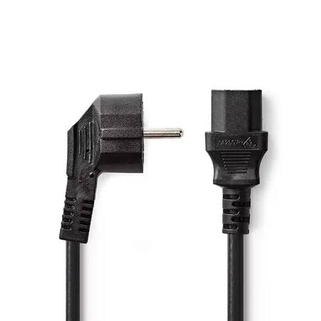 Nätkabel 2 m, Schuko till C13, svart