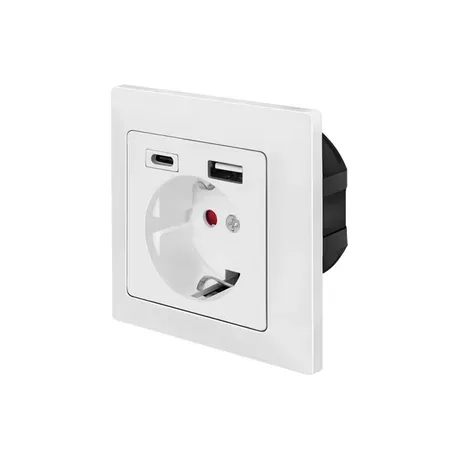 LogiLink PA0262 grenuttag CEE 7/3 med USB, vit