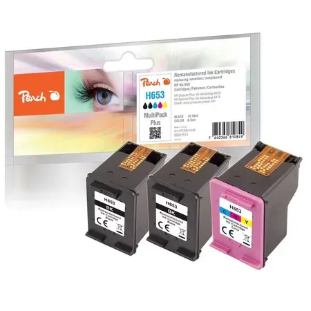 Peach bläckpatron HP No.653 MultiPack Plus, omtillverkad