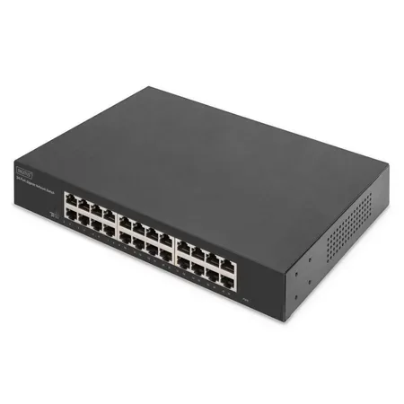 Digitus switch, 24 portar Gigabit, 19 tum, ohanterad, svart