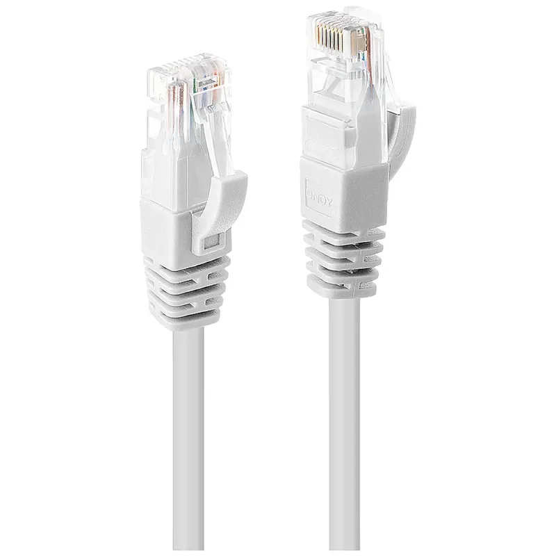 LINDY 48094 RJ45 Nätverkkabel, Patchkabel CAT 6 U/UTP 3.00 m Vit guldpläterad kontakt 1 st