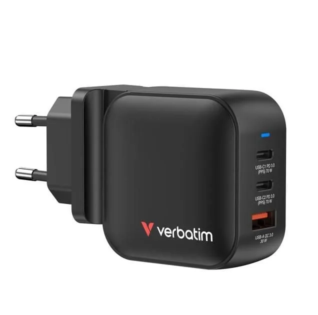 Verbatim Mini-GaN-laddare 70 W, 3 portar