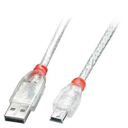 Lindy 41781 USB-kabel USB 2.0 0,5 m USB A Mini-USB B Transparent