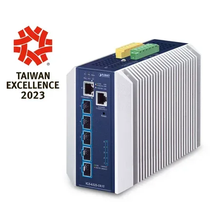 Planet Industrial Layer 3 hanterad switch med 5 portar, 10G Ethernet