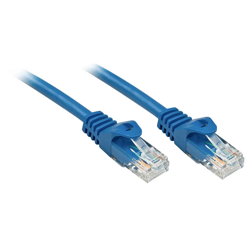 LINDY 48172 RJ45 Nätverkkabel, Patchkabel CAT 6 U/UTP 1.00 m Blå guldpläterad kontakt 1 st