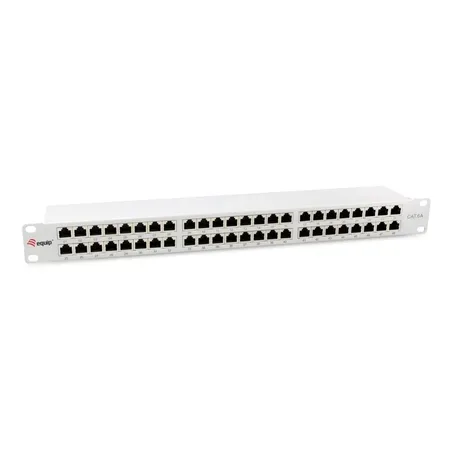 Equip patchpanel 48 portar RJ45 Cat6A 19 tum FTP, 1U, ljusgrå