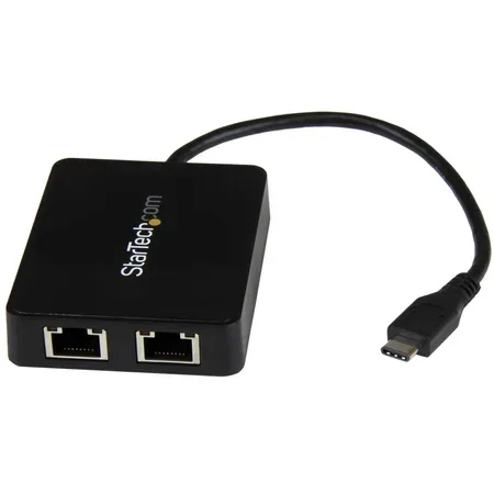 StarTech.com USB-C till dubbel Gigabit Ethernet-adapter med USB-port
